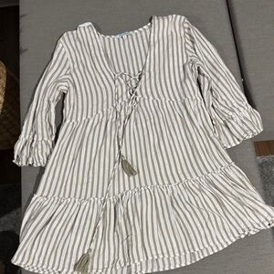 Striped Cream and Tan beach dress